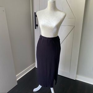 Black Ribbed Midi Skirt